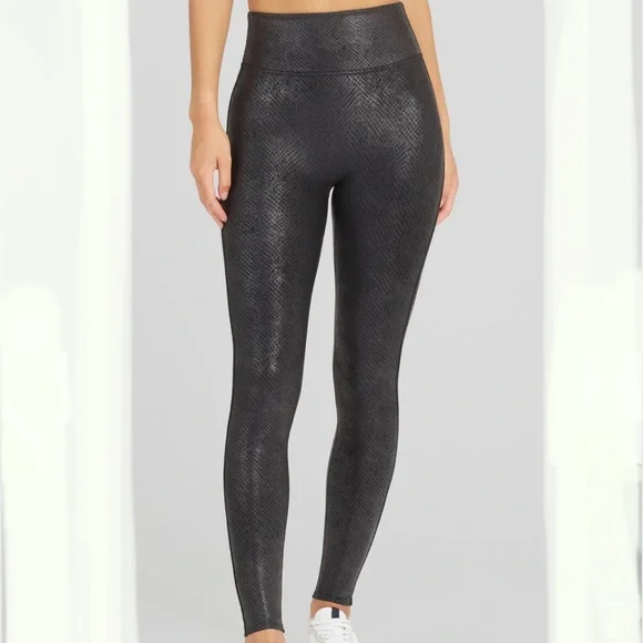SPANX Faux Leather Matte Snake Leggings for Women Tummy Control XS - Picture 1 of 11